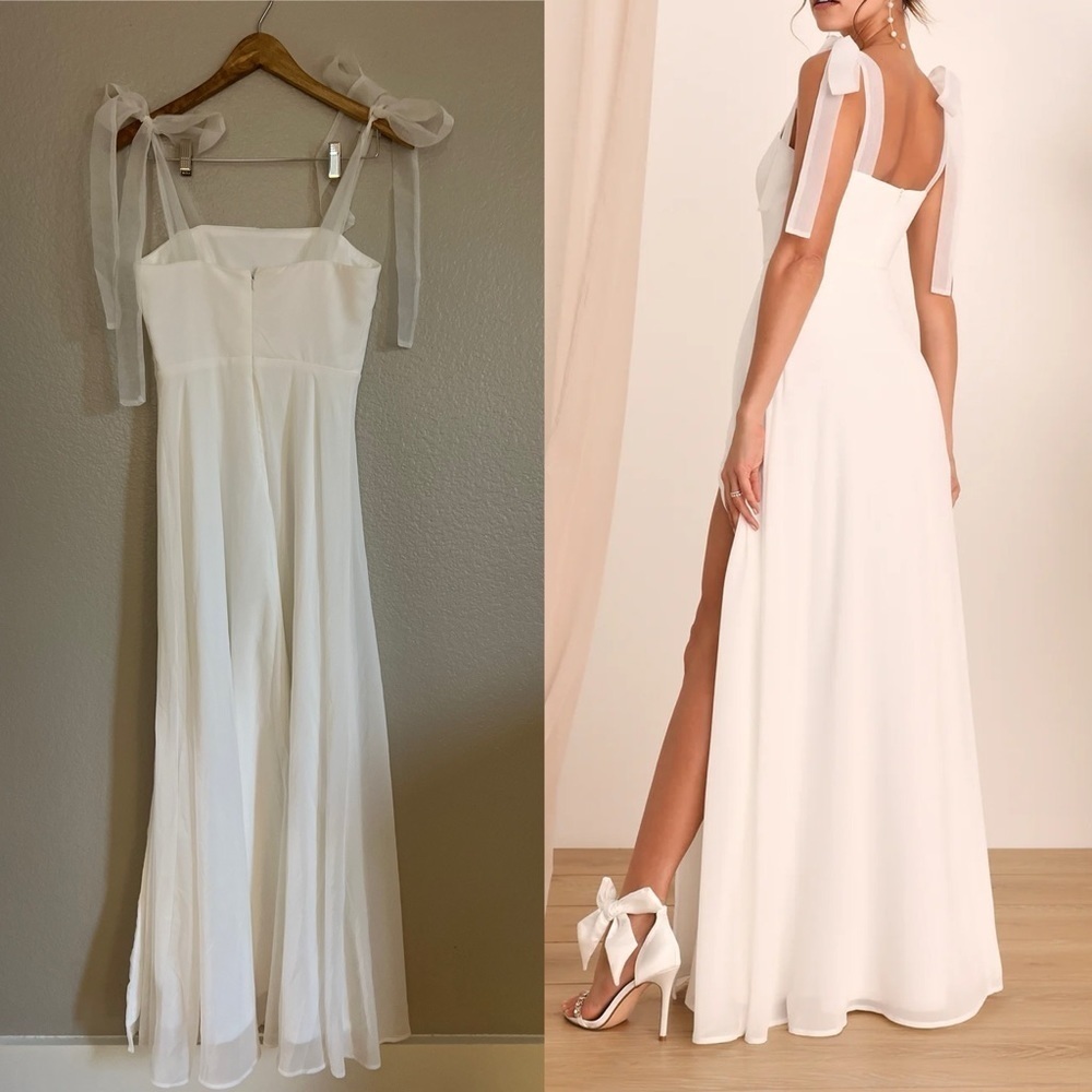 NWOT Radiant Romance White Tie-Strap Maxi Dress - Picture 4 of 9
